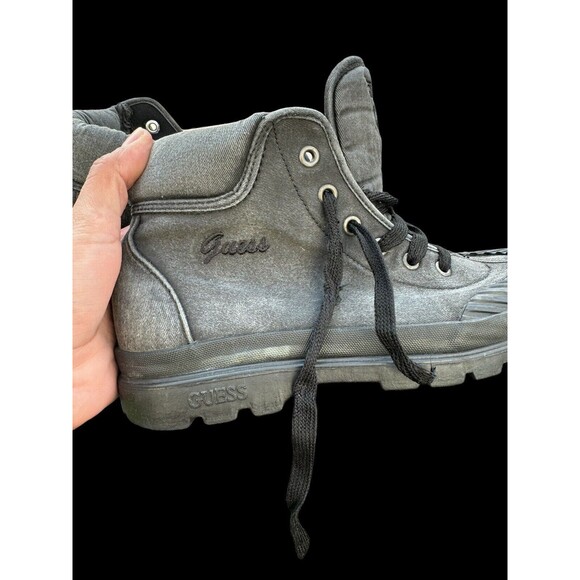 Vintage VTG 90’s Black Faded Denim Guess Boots Shoes Women’s Size 8 - Picture 7 of 9